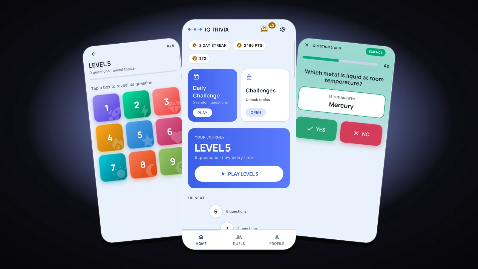 IQ Trivia gameplay screens