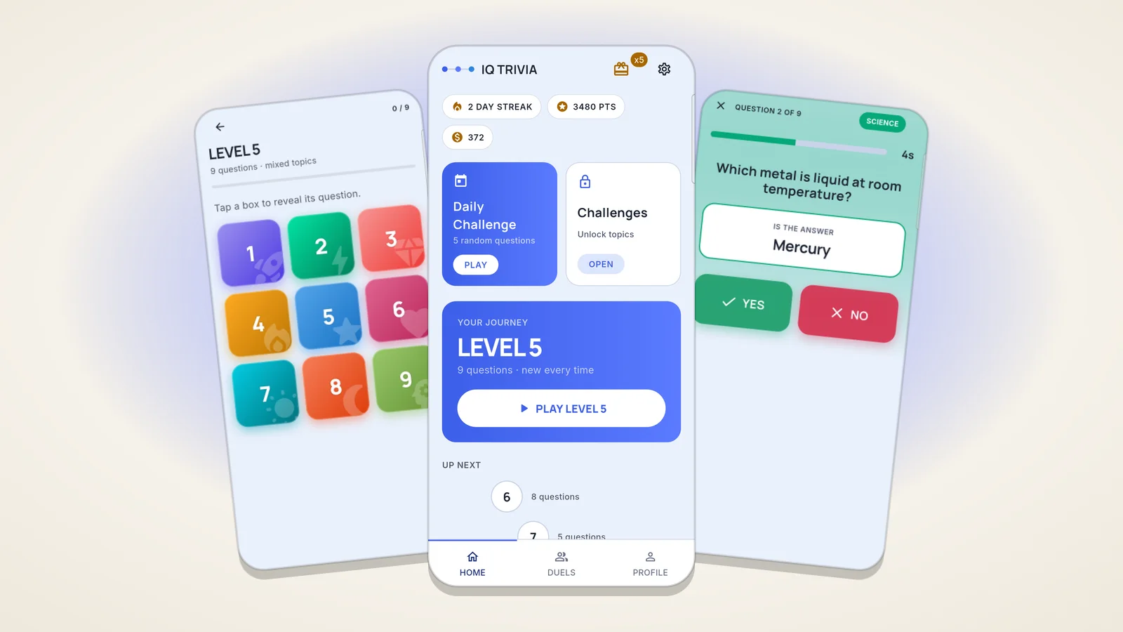 IQ Trivia gameplay screens