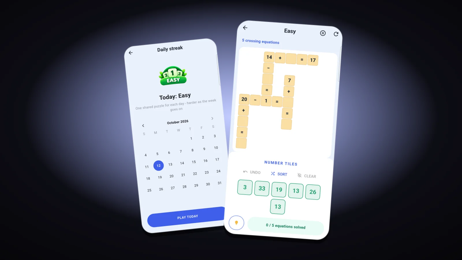 NumberCross gameplay screens