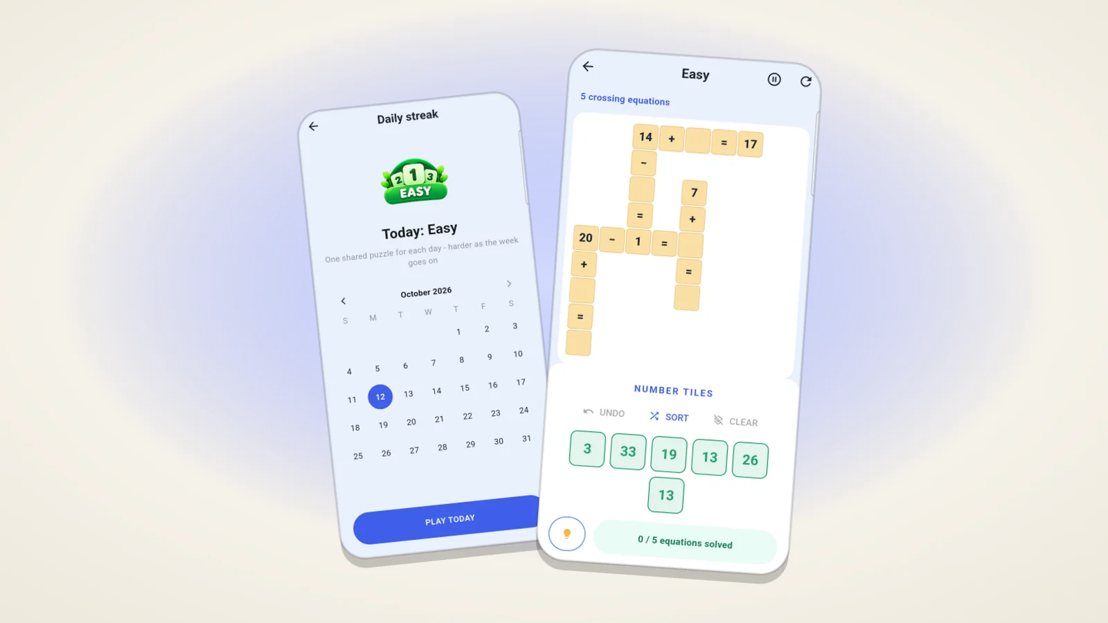 NumberCross gameplay screens